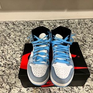 These are Jordan 1 high tops UNC Retros OG.
